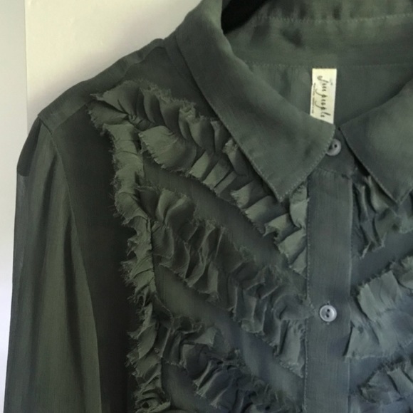 Free People • Sheer Ruffle Button Top - Picture 5 of 7